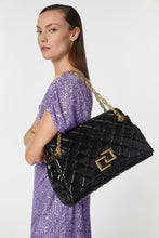 Load image into Gallery viewer, FAUX-LEATHER CONTOURED BAG WITH STITCHED DETAIL AND GOLD CG LOGO
