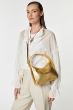 Load image into Gallery viewer, FAUX-LEATHER CRESCENT BAG WITH GOLD CG LOGO
