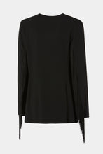 Load image into Gallery viewer, DOUBLE-BREASTED BLAZER IN STRETCHY VISCOSE CRÊPE, COLLARLESS AND FRINGED
