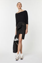 Load image into Gallery viewer, ASYMMETRIC WRAP SKIRT IN STRETCHY POPLIN
