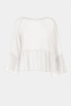 Load image into Gallery viewer, BLOUSE IN SILK/COTTON MUSLIN WITH A SCOOP NECK AND MAXI FRILLS

