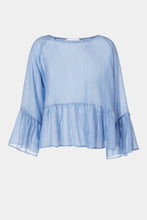 Load image into Gallery viewer, BLOUSE IN SILK/COTTON MUSLIN WITH A SCOOP NECK AND MAXI FRILLS
