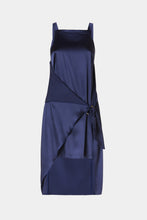Load image into Gallery viewer, HALTER NECK MIDI DRESS IN STRETCHY SATIN WITH WRAP SKIRT
