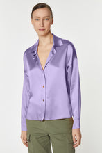Load image into Gallery viewer, BOXY SHIRT IN STRETCHY SATIN WITH GOLD METAL BUTTONS
