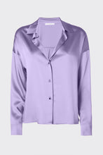 Load image into Gallery viewer, BOXY SHIRT IN STRETCHY SATIN WITH GOLD METAL BUTTONS
