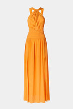 Load image into Gallery viewer, CRÊPE DE CHINE MAXI DRESS WITH RUCHED CRISSCROSS NECK
