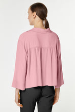 Load image into Gallery viewer, BOXY V-NECK COLLARED SHIRT IN CRÊPE DE CHINE WITH Ÿ SLEEVES
