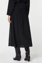 Load image into Gallery viewer, FLARED MIDI SKIRT IN CRÊPE DE CHINE WITH RUCHING
