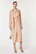 Load image into Gallery viewer, FLARED MIDI SKIRT IN CRÊPE DE CHINE WITH RUCHING
