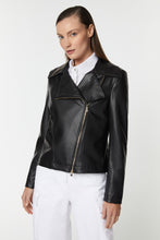 Load image into Gallery viewer, FAUX LEATHER BIKER JACKET WITH EXPOSED ZIPPERS
