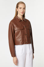Load image into Gallery viewer, FAUX LEATHER JACKET WITH DOUBLE PATCH POCKETS AND GOLD METAL BUTTONS
