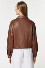 Load image into Gallery viewer, FAUX LEATHER JACKET WITH DOUBLE PATCH POCKETS AND GOLD METAL BUTTONS
