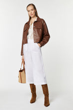 Load image into Gallery viewer, FAUX LEATHER JACKET WITH DOUBLE PATCH POCKETS AND GOLD METAL BUTTONS
