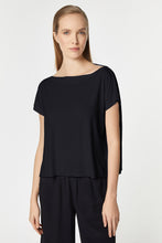 Load image into Gallery viewer, CREW NECK CROPPED TOP IN LIGHT STRETCHY VISCOSE JERSEY

