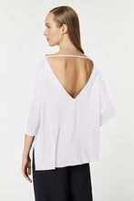 Load image into Gallery viewer, CREW-NECK TOP IN A LIGHT STRETCHY VISCOSE JERSEY WITH A DEEP V-BACK
