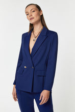 Load image into Gallery viewer, DOUBLE-BREASTED BLAZER IN STRETCHY TECHNICAL JERSEY WITH GOLD BUTTONS
