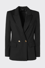 Load image into Gallery viewer, DOUBLE-BREASTED BLAZER IN STRETCHY TECHNICAL JERSEY WITH GOLD BUTTONS
