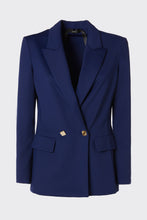 Load image into Gallery viewer, DOUBLE-BREASTED BLAZER IN STRETCHY TECHNICAL JERSEY WITH GOLD BUTTONS
