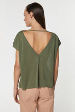 Load image into Gallery viewer, CREW NECK CROPPED TOP IN LINEN/VISCOSE JERSEY
