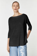 Load image into Gallery viewer, CREW NECK TOP IN LINEN/VISCOSE JERSEY WITH A PLUNGING V-NECK AT THE BACK
