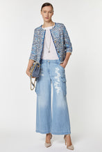 Load image into Gallery viewer, CREW NECK TOP IN LINEN/VISCOSE JERSEY WITH A PLUNGING V-NECK AT THE BACK
