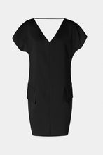 Load image into Gallery viewer, EGG-SHAPED DRESS IN STRETCHY VISCOSE CREPE WITH DOUBLE V NECK
