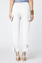Load image into Gallery viewer, CARGO PANTS IN STRETCHY VISCOSE CREPE WITH ANKLE STRAPS
