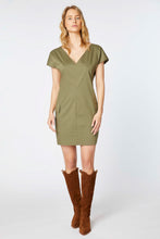 Load image into Gallery viewer, EGG-SHAPED DRESS IN STRETCHY COTTON POPLIN WITH DOUBLE V NECK
