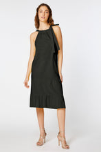 Load image into Gallery viewer, DRESS IN STRETCHY COTTON POPLIN WITH GATHERED NECKLINE AND FLOUNCES
