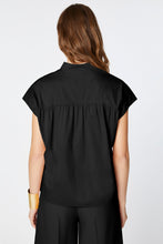 Load image into Gallery viewer, BOXY SLEEVELESS SHIRT IN STRETCHY COTTON POPLIN WITH MANDARIN COLLAR
