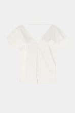 Load image into Gallery viewer, BOXY TOP IN STRETCHY COTTON POPLIN WITH DOUBLE V NECK
