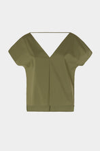 Load image into Gallery viewer, BOXY TOP IN STRETCHY COTTON POPLIN WITH DOUBLE V NECK
