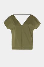 Load image into Gallery viewer, BOXY TOP IN STRETCHY COTTON POPLIN WITH DOUBLE V NECK
