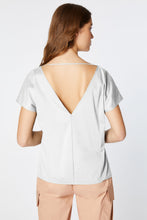 Load image into Gallery viewer, BOXY TOP IN STRETCHY COTTON POPLIN WITH DOUBLE V NECK
