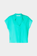 Load image into Gallery viewer, BOXY SLEEVELESS SHIRT IN CRÊPE DE CHINE WITH MANDARIN COLLAR

