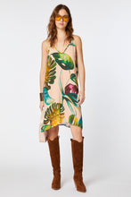 Load image into Gallery viewer, DRESS IN TROPICAL-PRINT VISCOSE WITH V NECK AND THIN SHOULDER STRAPS
