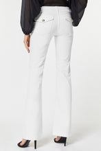 Load image into Gallery viewer, FLARED JEANS IN STRETCH FABRIC WITH SQUARE METAL BUTTONS
