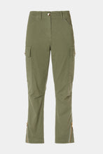 Load image into Gallery viewer, CARGO PANTS WITH ZIPPERS, IN DENIM-LOOK STRETCHY COTTON GABERDINE

