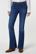 Load image into Gallery viewer, FLARED JEANS IN STRETCH FABRIC WITH GOLDEN METAL BUTTONS

