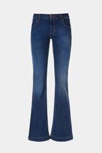 Load image into Gallery viewer, FLARED JEANS IN STRETCH FABRIC WITH GOLDEN METAL BUTTONS
