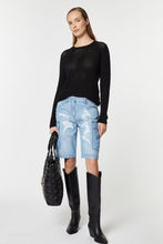 Load image into Gallery viewer, CARO SHORTS IN LIGHT WASH DENIM WITH RIPS AND BEJEWELLED DETAILS
