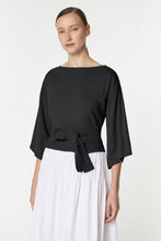 Load image into Gallery viewer, CREW-NECK CROPPED COTTON TOP WITH SASH
