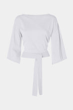 Load image into Gallery viewer, CREW-NECK CROPPED COTTON TOP WITH SASH

