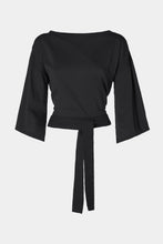 Load image into Gallery viewer, CREW-NECK CROPPED COTTON TOP WITH SASH

