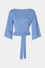 Load image into Gallery viewer, CREW-NECK CROPPED COTTON TOP WITH SASH
