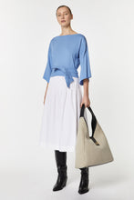 Load image into Gallery viewer, CREW-NECK CROPPED COTTON TOP WITH SASH
