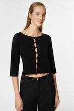 Load image into Gallery viewer, FITTED TOP IN STRETCHY VISCOSE WITH OPENWORK ON THE FRONT

