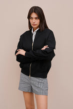Load image into Gallery viewer, BOMBER JACKET IN COTTON GABERDINE WITH JERSEY DETAILS
