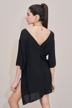 Load image into Gallery viewer, CREPE DRESS WITH CREW NECK AND DECORATIVE KNOT ON THE SIDE
