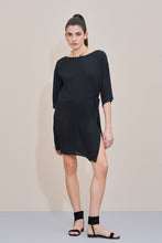 Load image into Gallery viewer, CREPE DRESS WITH CREW NECK AND DECORATIVE KNOT ON THE SIDE
